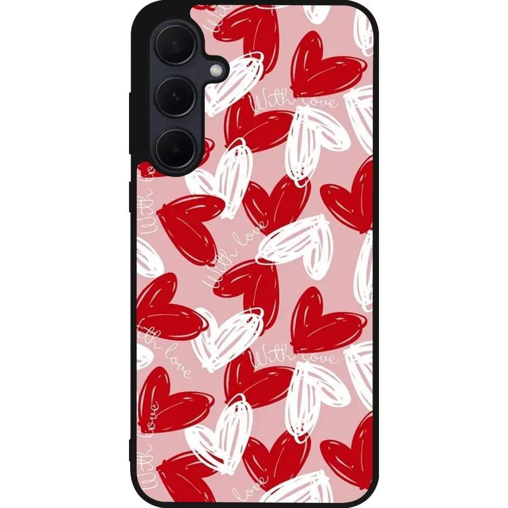 Coque Samsung Galaxy A35 5G - Silicone rigide noir Valentine 2024 with love heart