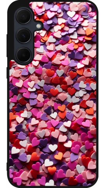 Coque Samsung Galaxy A35 5G - Silicone rigide noir Valentine 2025 Confetti