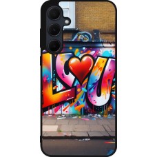 Coque Samsung Galaxy A35 5G - Silicone rigide noir Valentine 2025 Love U Tag