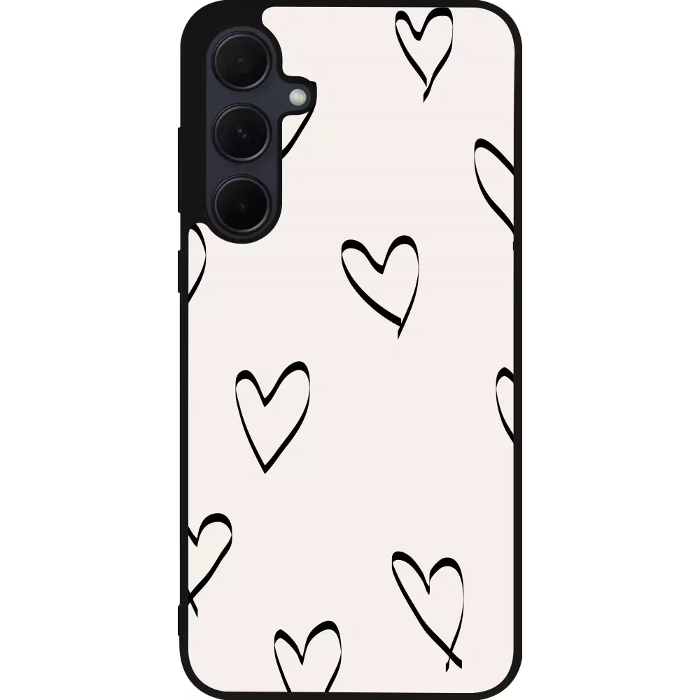 Coque Samsung Galaxy A35 5G - Silicone rigide noir Valentine 2023 minimalist hearts