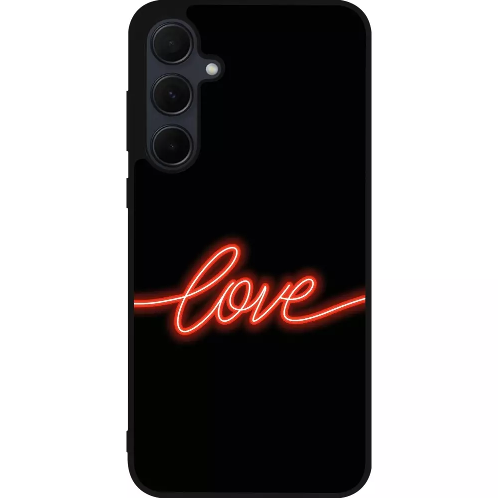Coque Samsung Galaxy A35 5G - Silicone rigide noir Valentine 2023 neon love