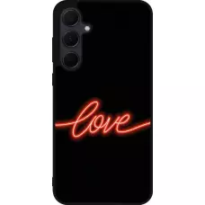 Coque Samsung Galaxy A35 5G - Silicone rigide noir Valentine 2023 neon love