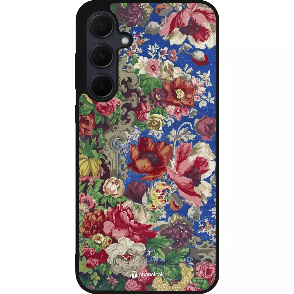 Coque Samsung Galaxy A35 5G - Silicone rigide noir Vintage Art Flowers