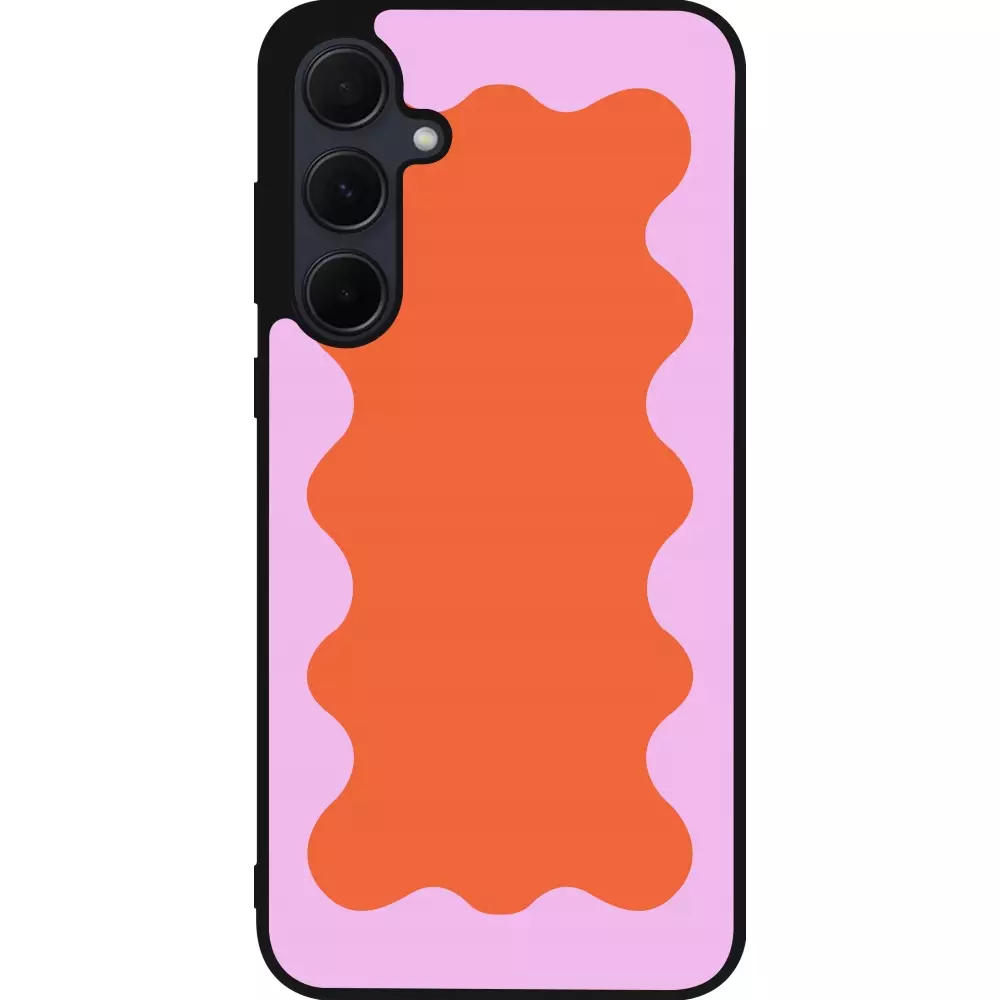 Coque Samsung Galaxy A35 5G - Silicone rigide noir Wavy Rectangle Orange Pink