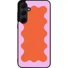Coque Samsung Galaxy A35 5G - Silicone rigide noir Wavy Rectangle Orange Pink