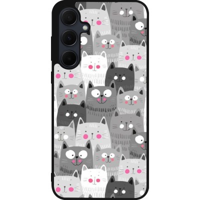 Coque Samsung Galaxy A36 - Silicone rigide noir Chats gris troupeau