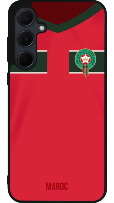 Coque Samsung Galaxy A36 - Silicone rigide noir Maillot de football Maroc 2022 personnalisable