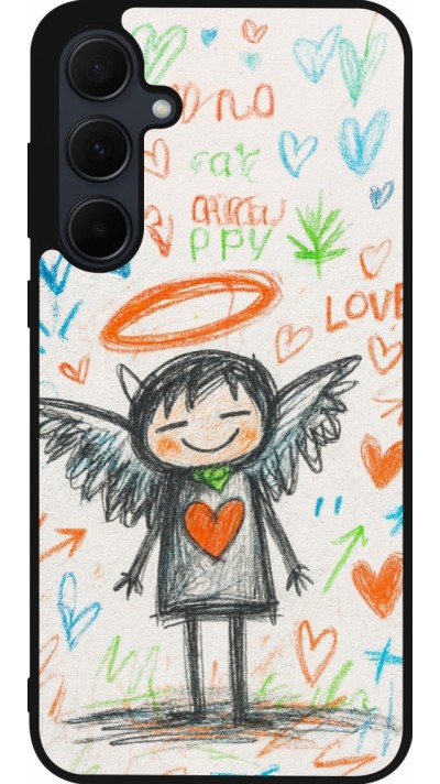 Coque Samsung Galaxy A36 - Silicone rigide noir Little Angel Sketch Love