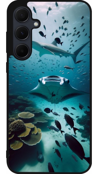 Coque Samsung Galaxy A36 - Silicone rigide noir Manta Lagon Nettoyage