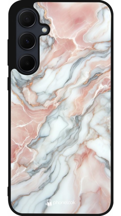Coque Samsung Galaxy A36 - Silicone rigide noir Marbre Rose Lumineux
