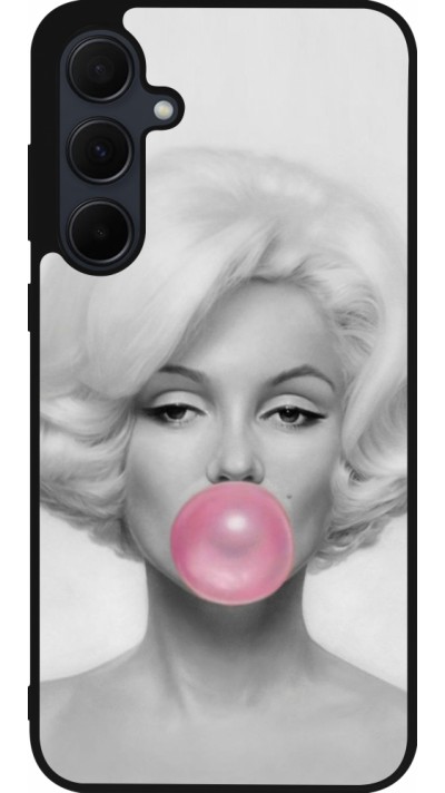 Coque Samsung Galaxy A36 - Silicone rigide noir Marilyn Bubble