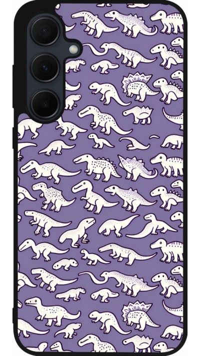 Coque Samsung Galaxy A36 - Silicone rigide noir Mini dino pattern violet