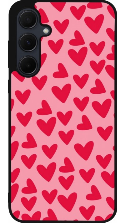 Coque Samsung Galaxy A36 - Silicone rigide noir Mom 2024 petits coeurs