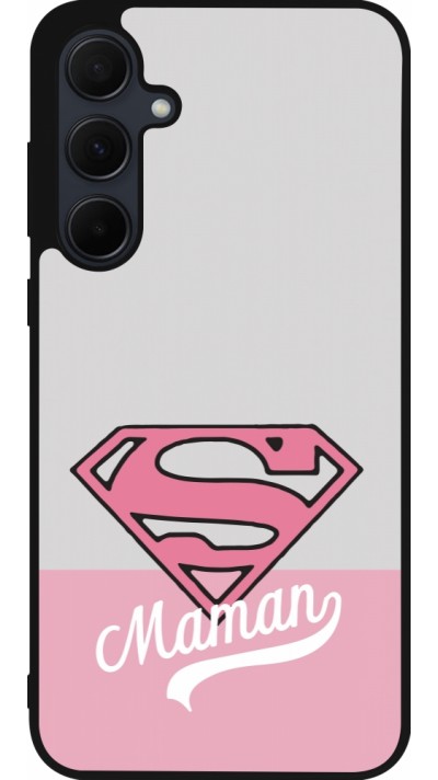 Coque Samsung Galaxy A36 - Silicone rigide noir Mom 2024 Super hero maman