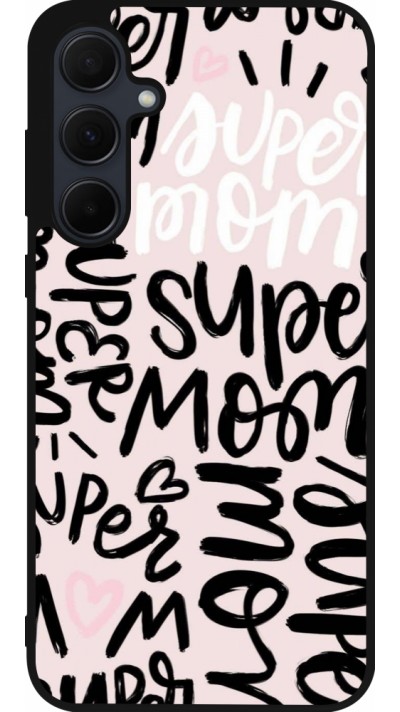 Coque Samsung Galaxy A36 - Silicone rigide noir Mom 2024 Super mom