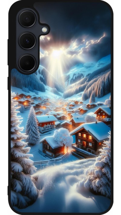 Coque Samsung Galaxy A36 - Silicone rigide noir Mont Neige Lumière