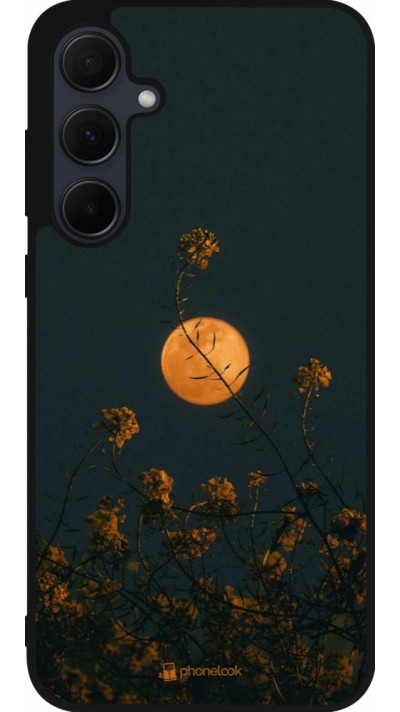 Coque Samsung Galaxy A36 - Silicone rigide noir Moon Flowers