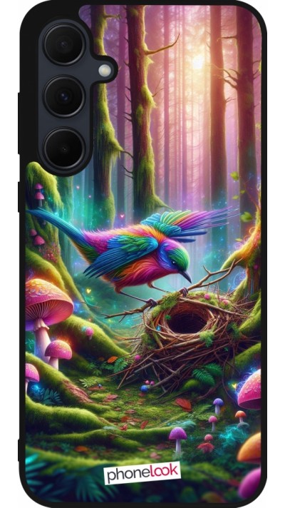 Samsung Galaxy A36 Case Hülle - Silikon schwarz Vogel Nest Wald
