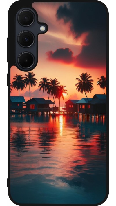 Coque Samsung Galaxy A36 - Silicone rigide noir Paradis Maldives