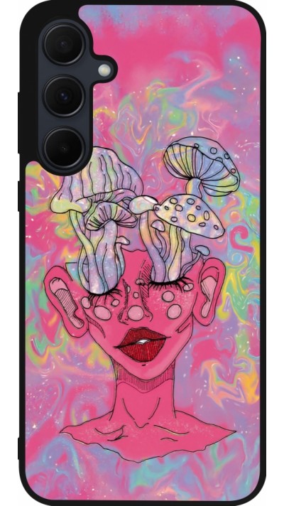 Coque Samsung Galaxy A36 - Silicone rigide noir Psychedelic pink mushroom