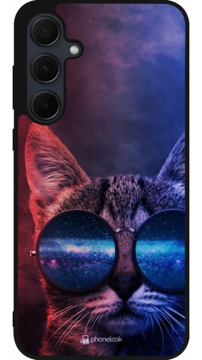 Samsung Galaxy A36 Case Hülle - Silikon schwarz Red Blue Cat Glasses