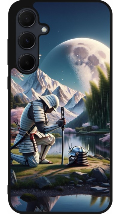 Samsung Galaxy A36 Case Hülle - Silikon schwarz Samurai Katana Mond