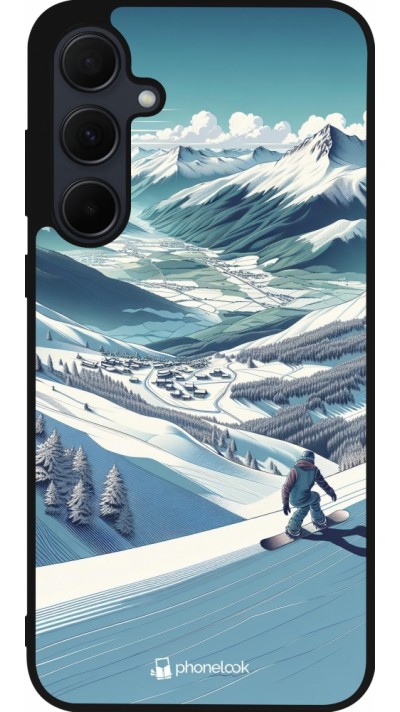 Samsung Galaxy A36 Case Hülle - Silikon schwarz Snowboarder Berg