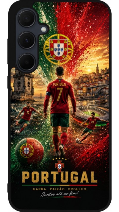 Samsung Galaxy A36 Case Hülle - Silikon schwarz Fussball Portugal splash 2026