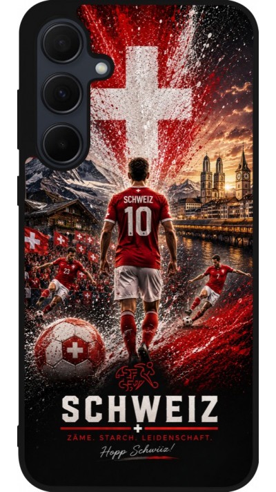 Samsung Galaxy A36 Case Hülle - Silikon schwarz Fussball Schweiz splash 2026