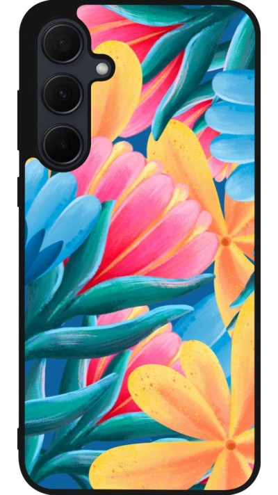 Samsung Galaxy A36 Case Hülle - Silikon schwarz Spring 23 colorful flowers