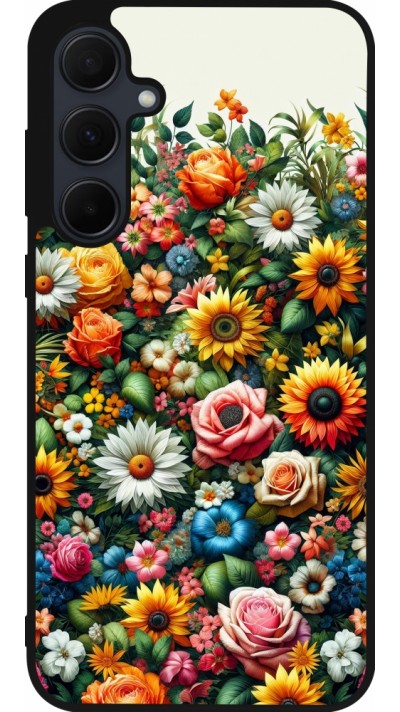 Samsung Galaxy A36 Case Hülle - Silikon schwarz Sommer Blumenmuster