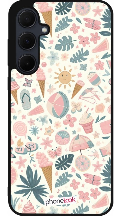 Samsung Galaxy A36 Case Hülle - Silikon schwarz Sommer Pink Muster