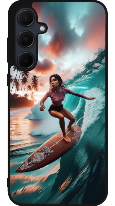 Samsung Galaxy A36 Case Hülle - Silikon schwarz Surferin aus Bali