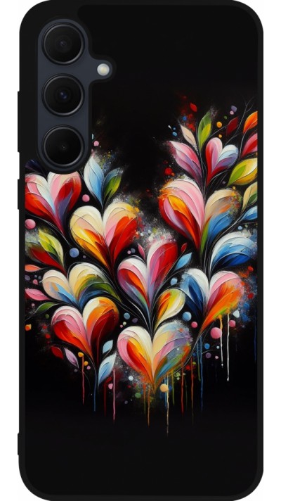Coque Samsung Galaxy A36 - Silicone rigide noir Valentine 2024 Coeur Noir Abstrait