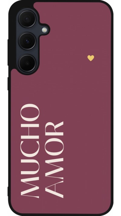 Coque Samsung Galaxy A36 - Silicone rigide noir Valentine 2024 mucho amor rosado