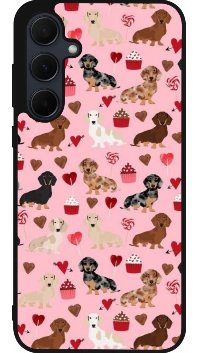 Coque Samsung Galaxy A36 - Silicone rigide noir Valentine 2024 puppy love