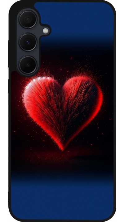 Coque Samsung Galaxy A36 - Silicone rigide noir Valentine 2025 coeur rouge