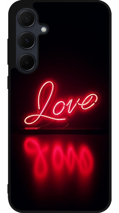Coque Samsung Galaxy A36 - Silicone rigide noir Valentine 2025 Neon Love