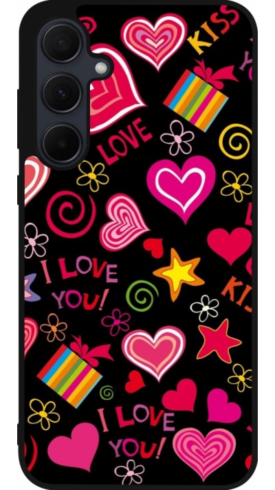 Coque Samsung Galaxy A36 - Silicone rigide noir Valentine 2023 love symbols