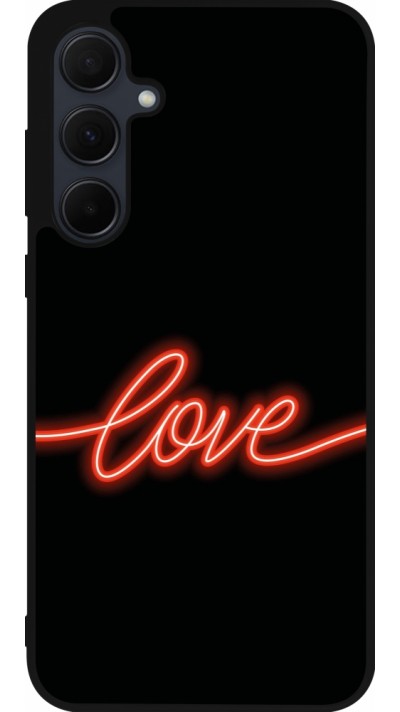 Coque Samsung Galaxy A36 - Silicone rigide noir Valentine 2023 neon love