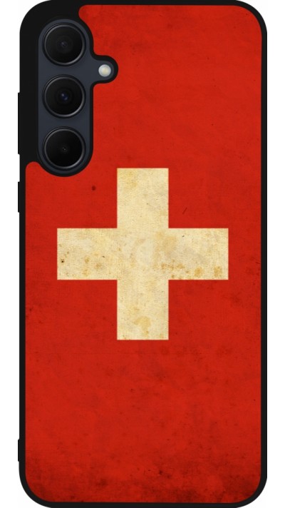 Coque Samsung Galaxy A36 - Silicone rigide noir Vintage Flag SWISS