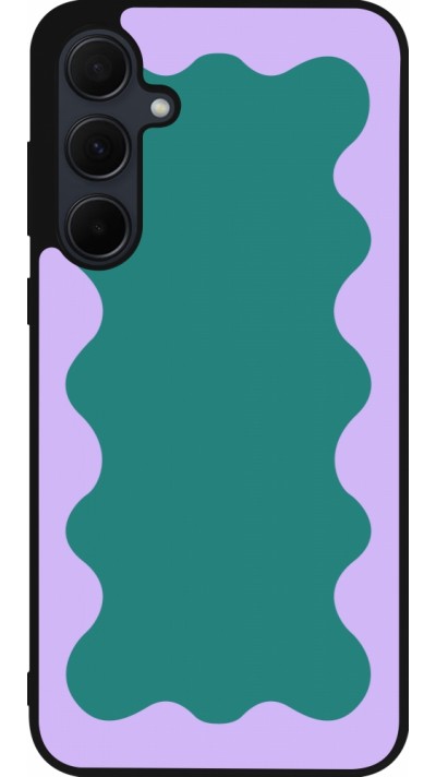 Coque Samsung Galaxy A36 - Silicone rigide noir Wavy Rectangle Green Purple