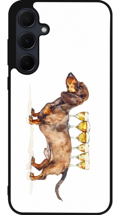 Coque Samsung Galaxy A36 - Silicone rigide noir Wine Teckel