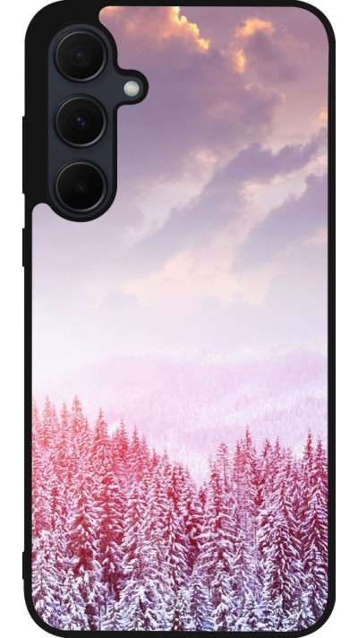 Coque Samsung Galaxy A36 - Silicone rigide noir Winter 22 Pink Forest