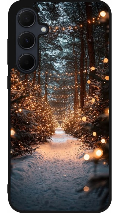 Coque Samsung Galaxy A36 - Silicone rigide noir Winter 25 Winter snowy road