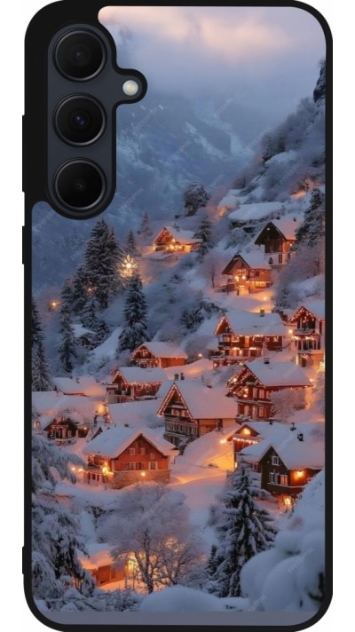 Coque Samsung Galaxy A36 - Silicone rigide noir Winter 25 Winter snowy village
