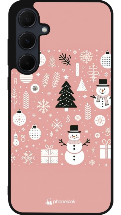 Samsung Galaxy A36 Case Hülle - Silikon schwarz Weihnachten 2024 Rose Schneemann Weihnachten