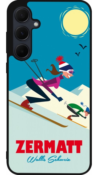 Coque Samsung Galaxy A36 - Silicone rigide noir Zermatt Ski Downhill