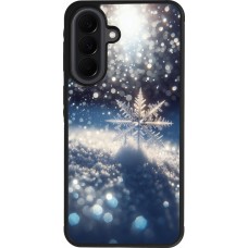 Coque Samsung Galaxy A37 - Silicone rigide noir Flocon Solaire Éclat