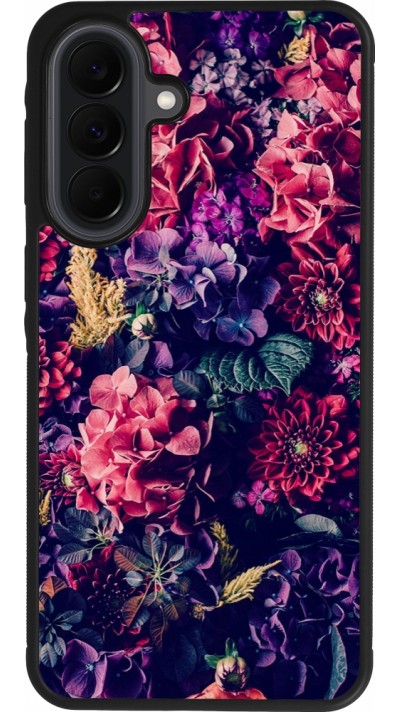 Coque Samsung Galaxy A37 - Silicone rigide noir Flowers Dark